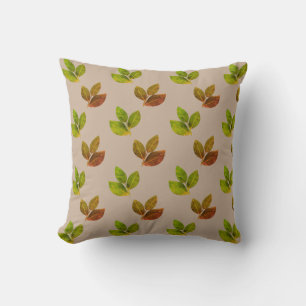 Coussin Motif moderne Elegant Bay Leaf sur Beige