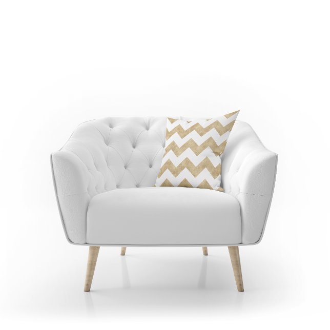 Coussin Motif moderne Elegant Gold Chevron (Créateur téléchargé)