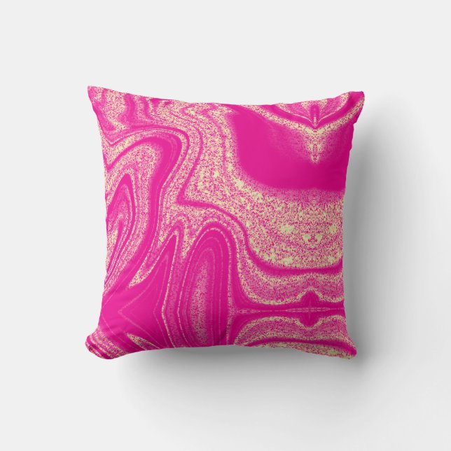 Coussin Motif moderne en marbre abstrait rose chaud (Recto)