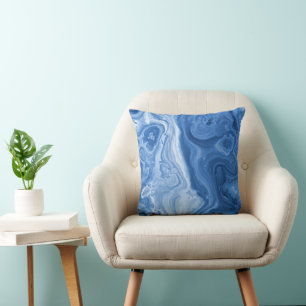 Coussin Motif moderne en marbre bleu azur