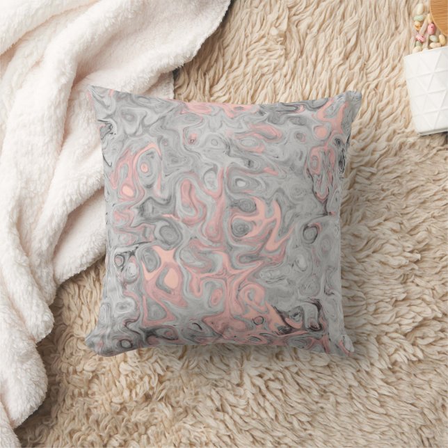 Coussin Motif moderne en marbre gris rose Abstrait (Couverture)