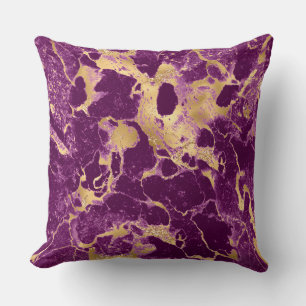 Coussin Motif moderne en marbre violet et or