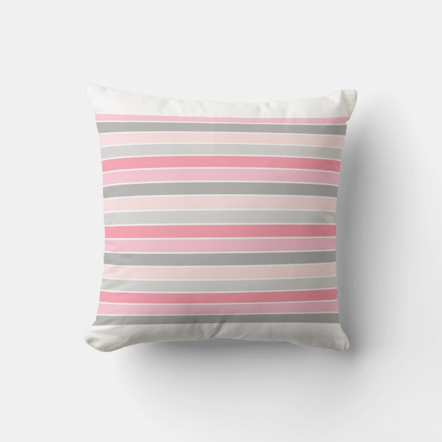 Coussin Motif moderne et élégant en bande rose (Recto)