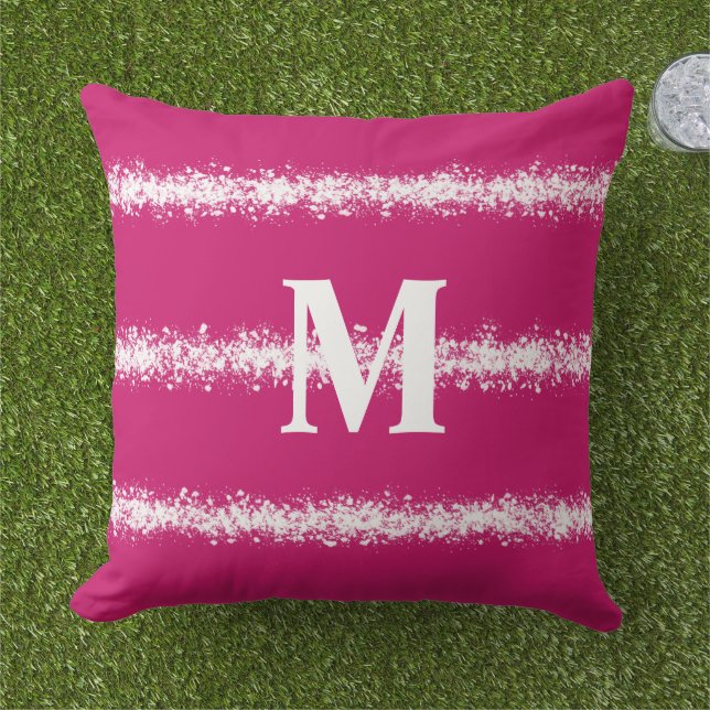 Coussin motif moderne Gras Rose blanc éclaboussures (Herbe)