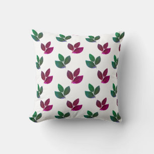 Coussin Motif moderne Green & Burgundy Bay Leaf