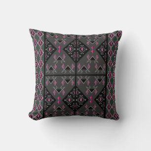 Coussin Motif moderne inspiré de Black et Grey Kilim