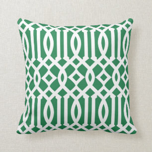 Coussin Motif moderne Kelly Green et White Trellis