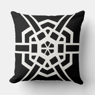 Coussin motif moderne noir et blanc