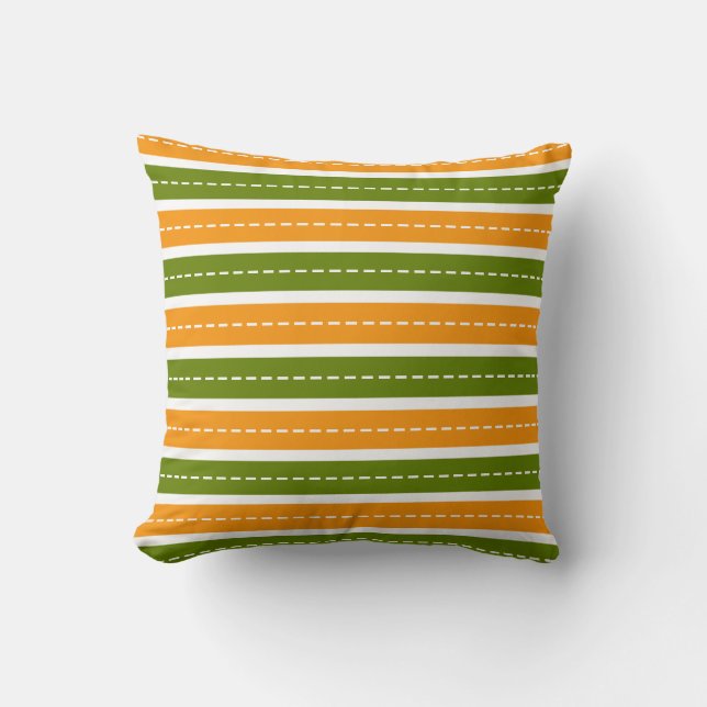 Coussin Motif moderne Orange et vert en pointillés (Recto)