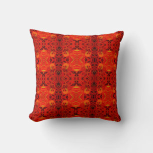 Coussin Motif moderne orange vif noir et jaune