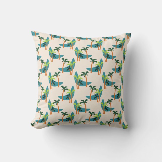 Coussin Motif moderne Palm Oasis au milieu du siècle (Recto)