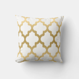 Coussin Motif moderne réversible Gold & White Quatrefoil