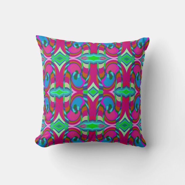 Coussin Motif moderne sur la canneberge/bleu/vert (Recto)