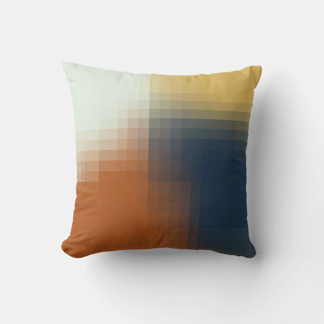 Coussin Motif moderne tendance orange bleu jaune beige (Recto)