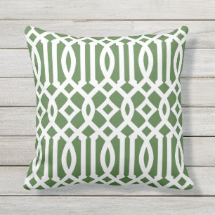 Coussin Motif moderne vert et blanc Trellis