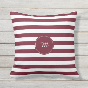 Coussin Motif Monogram Burgundy et White Stripes