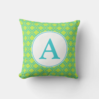 Coussin Motif monogramme de chaux