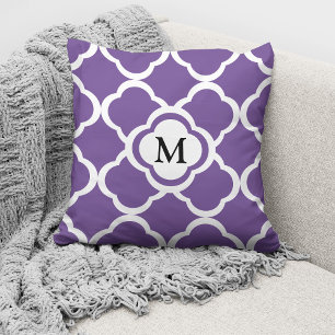 Coussin Motif monogramme moderne violet