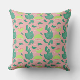 Coussin Motif Monstera Rose Goyave Été Fruit