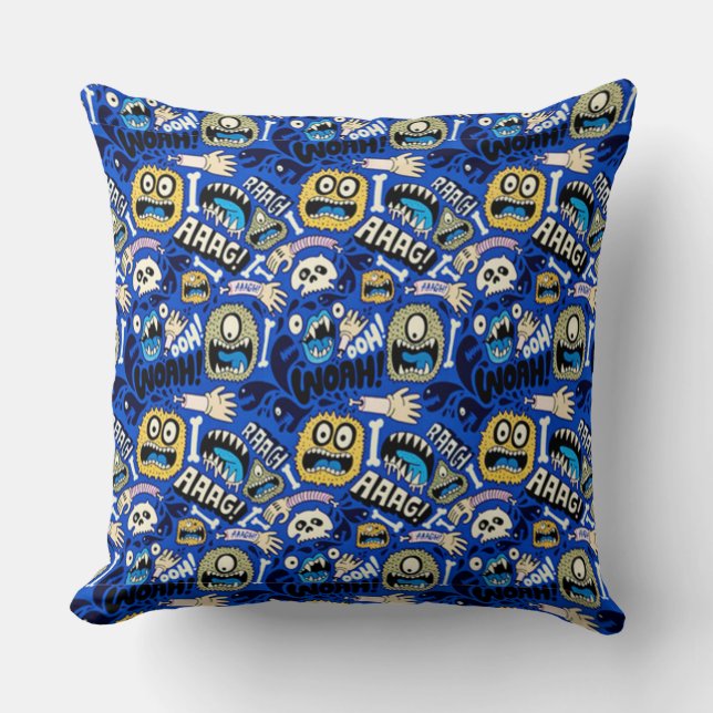 Coussin Motif monstre Halloween amusant (Recto)