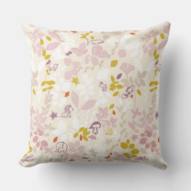 Coussin motif montrant les animaux lunatiques (Recto)