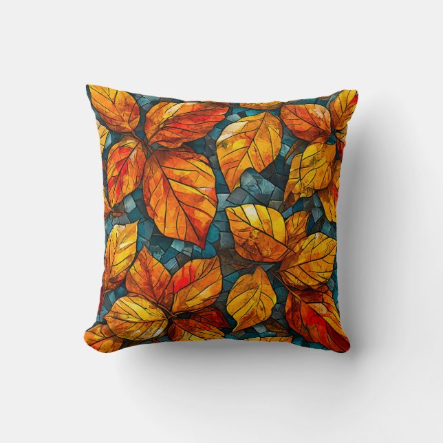 Coussin Motif mosaïque d'automne (Recto)