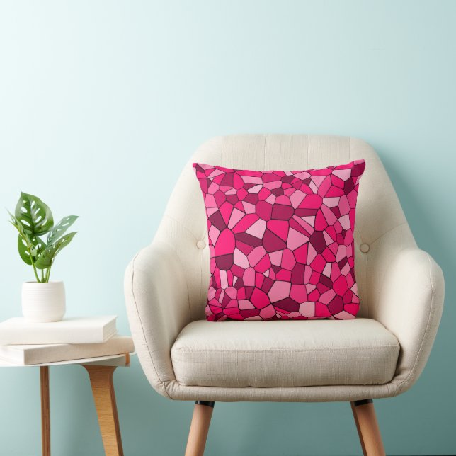 Coussin Motif Mosaïque Rose Moderne (Chaise)