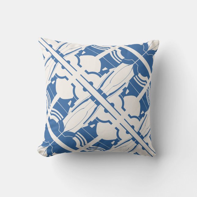 Coussin Motif Motif Mosaïque Bleu Blancs (Recto)