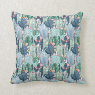 Coussin Motif mou de cactus du monogramme Patel