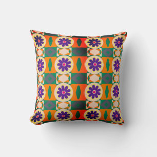 Coussin Motif multicolore Abstrait avec fleurs violettes