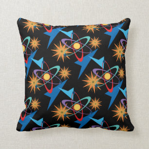 Coussin Motif multicolore d'âge d'espace rétro