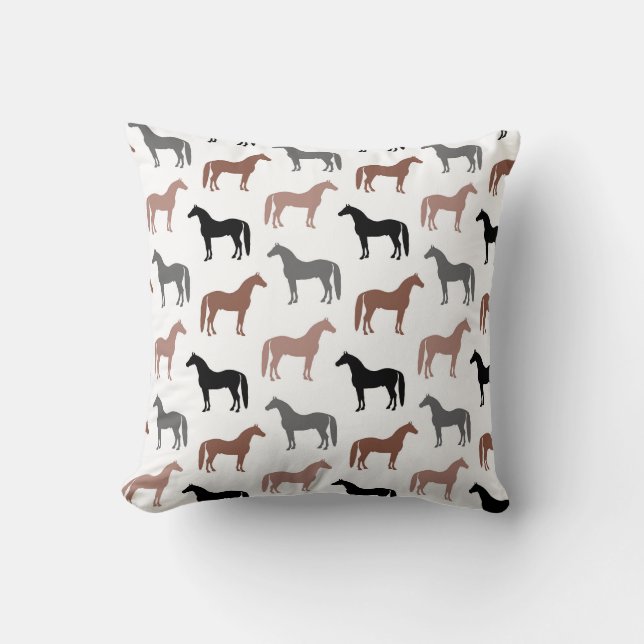 Coussin Motif multicolore de chevaux (Recto)