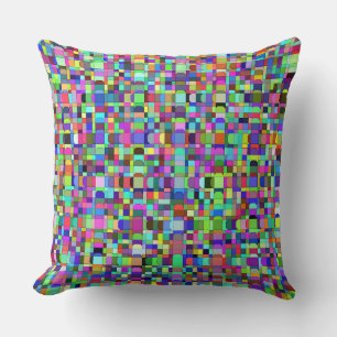 Coussin Motif multicolore de formes de carrés abstraits