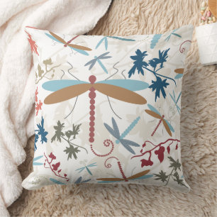 Coussin Motif multicolore de libellules élégantes
