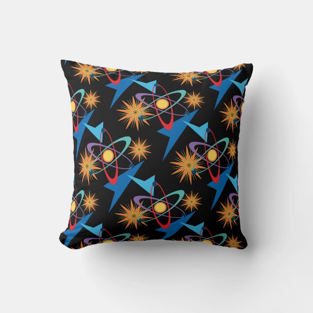 Coussin Motif multicolore rétro de l'ère spatiale (Recto)