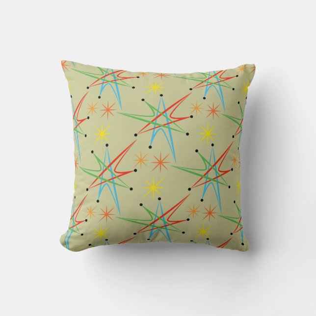Coussin Motif multicolore rétro étoile atomique (Recto)