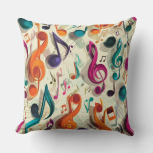 Coussin Motif Musical Coloré