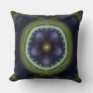 Coussin Motif mystique bleu fractal magique