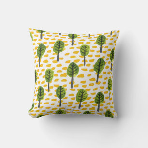 Coussin Motif Naïve Green Black Tree