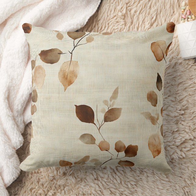Coussin Motif Nature Feuillus et Branches Terres Rustiques (Couverture)