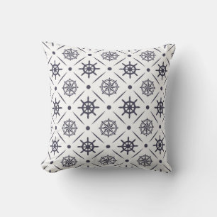 Coussin Motif nautique avec volant et boussole