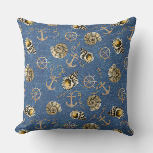 Coussin motif nautique bleu