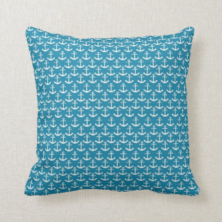 Coussin Motif nautique d'Ancre dans le bleu