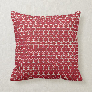 Coussin Motif nautique d'Ancre en rouge