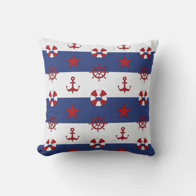 Coussin Motif nautique de bannière étoilée (Recto)