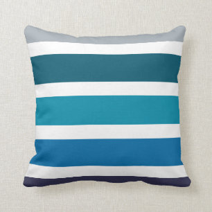 Coussin Motif nautique de rayures de vert bleu