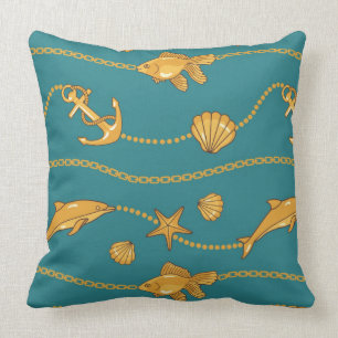 Coussin Motif nautique d'or