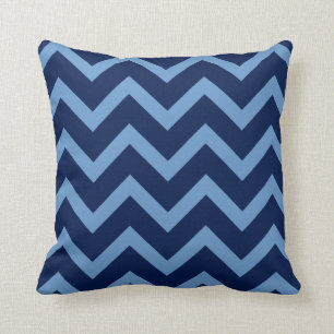 Coussin Motif Navy & Light Blue Chevron Zigzag