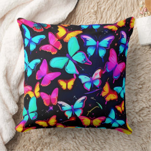 Coussin Motif néon papillon