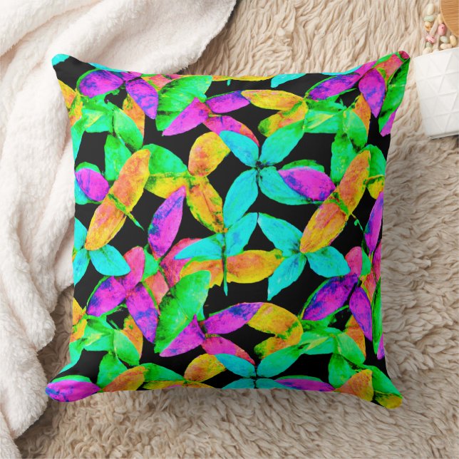 Coussin Motif Neonscape Leaf (Couverture)